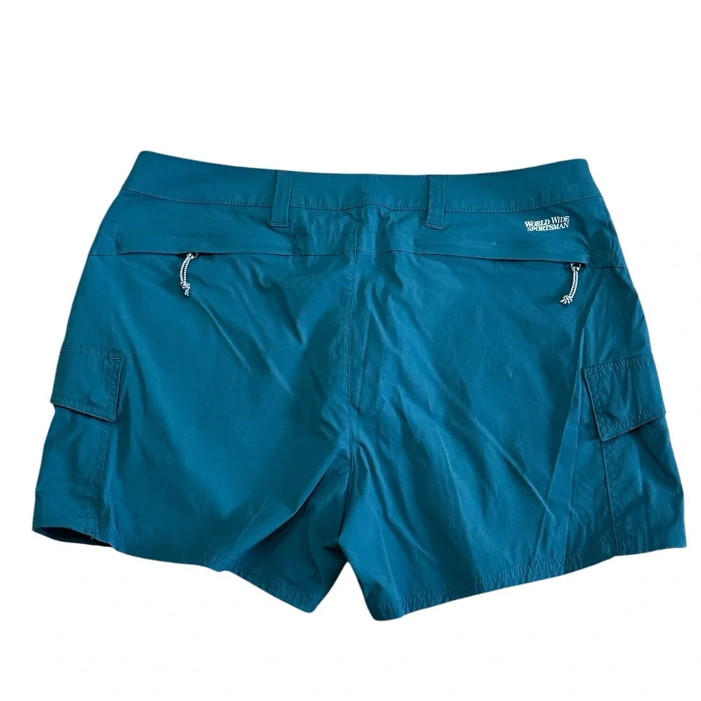 Women's World Wide Sportsman 12 Large Cargo Shorts Teal Aqua Khakis Chino Nylon - Picture 5 of 8